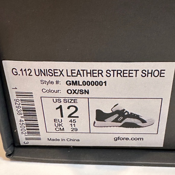 NWT G/FORE UNISEX G.112 LEATHER STREET SHOE SIZE 12 - Picture 9 of 10